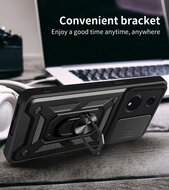 Oppo Reno8 T Hoesje - MobyDefend Pantsercase Met Draaibare Ring - Ros&eacute;