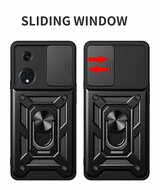 Oppo Reno8 T Hoesje - MobyDefend Pantsercase Met Draaibare Ring - Rood