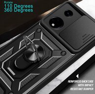 Oppo Reno8 T Hoesje - MobyDefend Pantsercase Met Draaibare Ring - Rood
