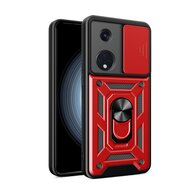 Oppo Reno8 T Hoesje - MobyDefend Pantsercase Met Draaibare Ring - Rood