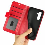 Samsung Galaxy A34 Hoesje - MobyDefend Wallet Book Case (Sluiting Achterkant) - Rood