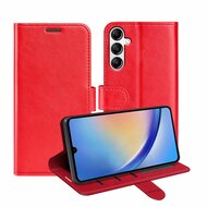 Samsung Galaxy A34 Hoesje, MobyDefend Wallet Book Case (Sluiting Achterkant), Rood