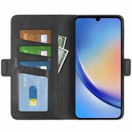 Samsung Galaxy A34 Hoesje, MobyDefend Luxe Wallet Book Case (Sluiting Zijkant), Zwart