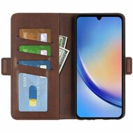 Samsung Galaxy A34 Hoesje, MobyDefend Luxe Wallet Book Case (Sluiting Zijkant), Bruin