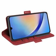 Samsung Galaxy A34 Hoesje - MobyDefend Luxe Wallet Book Case (Sluiting Zijkant) - Rood