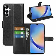 Samsung Galaxy A34 Hoesje, MobyDefend Kunstleren Wallet Book Case (Sluiting Voorkant), Zwart