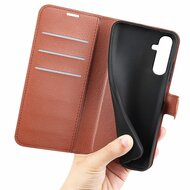Samsung Galaxy A34 Hoesje, MobyDefend Kunstleren Wallet Book Case (Sluiting Voorkant), Bruin