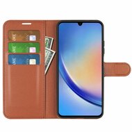 Samsung Galaxy A34 Hoesje, MobyDefend Kunstleren Wallet Book Case (Sluiting Voorkant), Bruin