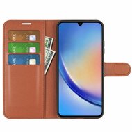 Samsung Galaxy A34 Hoesje - MobyDefend Kunstleren Wallet Book Case (Sluiting Voorkant) - Bruin
