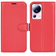 Xiaomi 13 Lite Hoesje, MobyDefend Kunstleren Wallet Book Case (Sluiting Voorkant), Rood