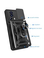 Xiaomi 13 Lite Hoesje - MobyDefend Pantsercase Met Draaibare Ring - Zwart