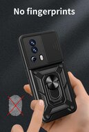 Xiaomi 13 Lite Hoesje - MobyDefend Pantsercase Met Draaibare Ring - Zilvergrijs