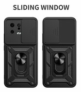 Xiaomi 13 Lite Hoesje - MobyDefend Pantsercase Met Draaibare Ring - Goud