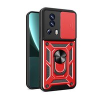 Xiaomi 13 Lite Hoesje - MobyDefend Pantsercase Met Draaibare Ring - Rood