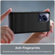 Xiaomi 13 Lite Hoesje - MobyDefend TPU Backcover - Geborstelde Metaal &amp; Carbon-Look - Rood