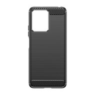 Xiaomi Redmi Note 12 4G Hoesje, MobyDefend TPU Gelcase, Geborsteld Metaal + Carbonlook, Zwart