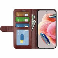 Xiaomi Redmi Note 12 4G Hoesje, MobyDefend Wallet Book Case (Sluiting Achterkant), Bruin