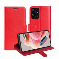 Xiaomi Redmi Note 12 4G Hoesje, MobyDefend Wallet Book Case (Sluiting Achterkant), Rood