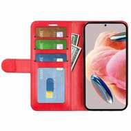 Xiaomi Redmi Note 12 4G Hoesje, MobyDefend Wallet Book Case (Sluiting Achterkant), Rood