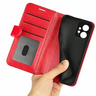 Xiaomi Redmi Note 12 4G Hoesje, MobyDefend Wallet Book Case (Sluiting Achterkant), Rood