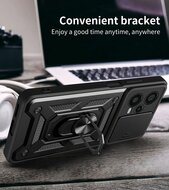 Xiaomi Redmi Note 12 Pro Plus 5G Hoesje - MobyDefend Pantsercase Met Draaibare Ring - Zilvergrijs
