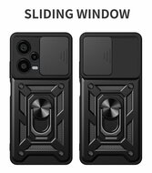 Xiaomi Redmi Note 12 Pro Plus 5G Hoesje - MobyDefend Pantsercase Met Draaibare Ring - Goud