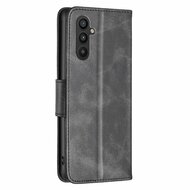 Samsung Galaxy A34 Hoesje, MobyDefend Wallet Book Case Met Koord, Zwart