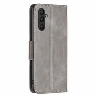 Samsung Galaxy A34 Hoesje - MobyDefend Wallet Book Case Met Koord - Grijs