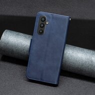 Samsung Galaxy A34 Hoesje - MobyDefend Wallet Book Case Met Koord - Blauw