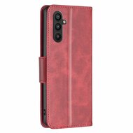 Samsung Galaxy A34 Hoesje, MobyDefend Wallet Book Case Met Koord, Rood