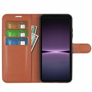 Sony Xperia 1 V Hoesje, MobyDefend Kunstleren Wallet Book Case (Sluiting Voorkant), Bruin