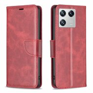 Xiaomi 13 Hoesje, MobyDefend Wallet Book Case Met Koord, Rood