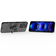 Xiaomi Redmi Note 12 4G Hoesje - MobyDefend Dubbelgelaagde Pantsercase Met Standaard - Blauw