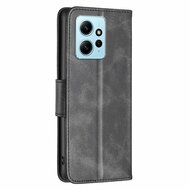 Xiaomi Redmi Note 12 4G Hoesje, MobyDefend Wallet Book Case Met Koord, Zwart