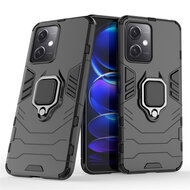 Xiaomi Redmi Note 12 5G Hoesje - MobyDefend Dubbelgelaagde Pantsercase Met Standaard - Zwart