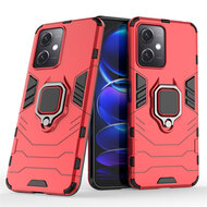 Xiaomi Redmi Note 12 5G Hoesje, MobyDefend Dubbelgelaagde Pantsercase Met Standaard, Rood