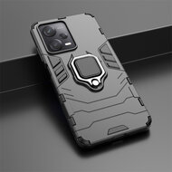 Xiaomi Redmi Note 12 Pro 5G Hoesje - MobyDefend Dubbelgelaagde Pantsercase Met Standaard - Zwart