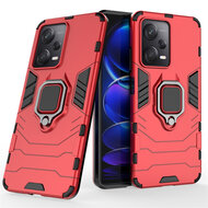 Xiaomi Redmi Note 12 Pro 5G Hoesje - MobyDefend Dubbelgelaagde Pantsercase Met Standaard - Rood