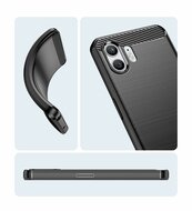Nothing Phone (2) Hoesje - MobyDefend TPU Backcover - Geborstelde Metaal &amp; Carbon-Look - Zwart