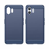Nothing Phone (2) Hoesje - MobyDefend TPU Backcover - Geborstelde Metaal &amp; Carbon-Look - Blauw