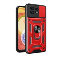 OnePlus Nord CE 3 Lite Hoesje, MobyDefend Pantsercase Met Draaibare Ring, Rood