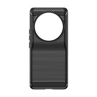 Xiaomi 13 Ultra Hoesje, MobyDefend TPU Gelcase, Geborsteld Metaal + Carbonlook, Zwart