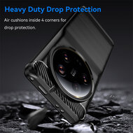 Xiaomi 13 Ultra Hoesje - MobyDefend TPU Backcover - Geborstelde Metaal &amp; Carbon-Look - Blauw