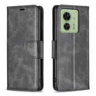 Motorola Edge 40 Hoesje, MobyDefend Wallet Book Case Met Koord, Zwart