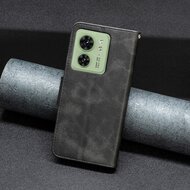 Motorola Edge 40 Hoesje, MobyDefend Wallet Book Case Met Koord, Zwart
