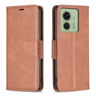 Motorola Edge 40 Hoesje - MobyDefend Wallet Book Case Met Koord - Bruin