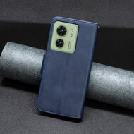 Motorola Edge 40 Hoesje - MobyDefend Wallet Book Case Met Koord - Blauw