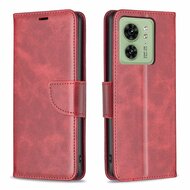 Motorola Edge 40 Hoesje, MobyDefend Wallet Book Case Met Koord, Rood