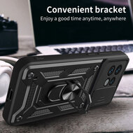 Motorola Edge 40 Pro Hoesje - MobyDefend Pantsercase Met Draaibare Ring - Zwart