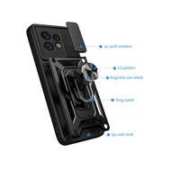 Motorola Edge 40 Pro Hoesje - MobyDefend Pantsercase Met Draaibare Ring - Zwart